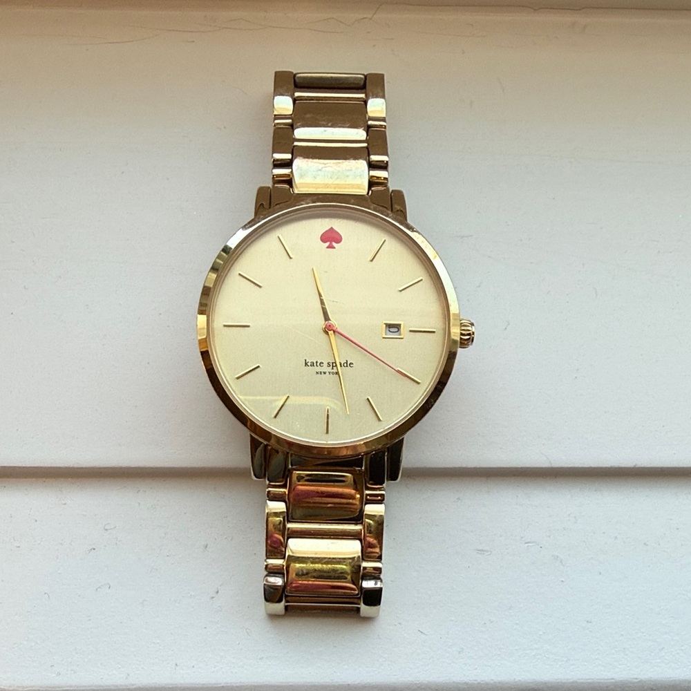 kate spade Gold-Tone Bracelet Watch with Pink Spade Accent